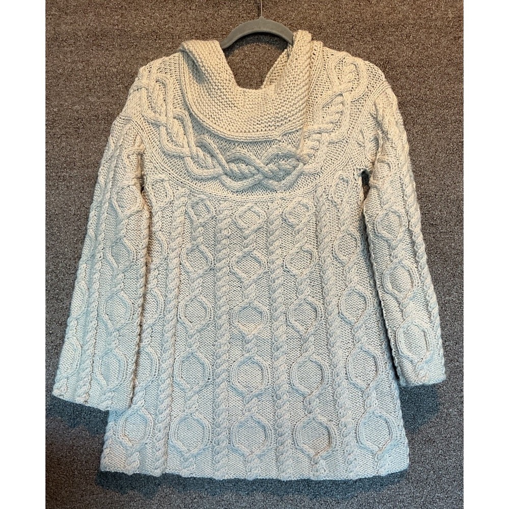 Peruvian Trading Company Fisherman's Wool Knobby Knit Sweater Oatmea/Cream M - Picture 2 of 3